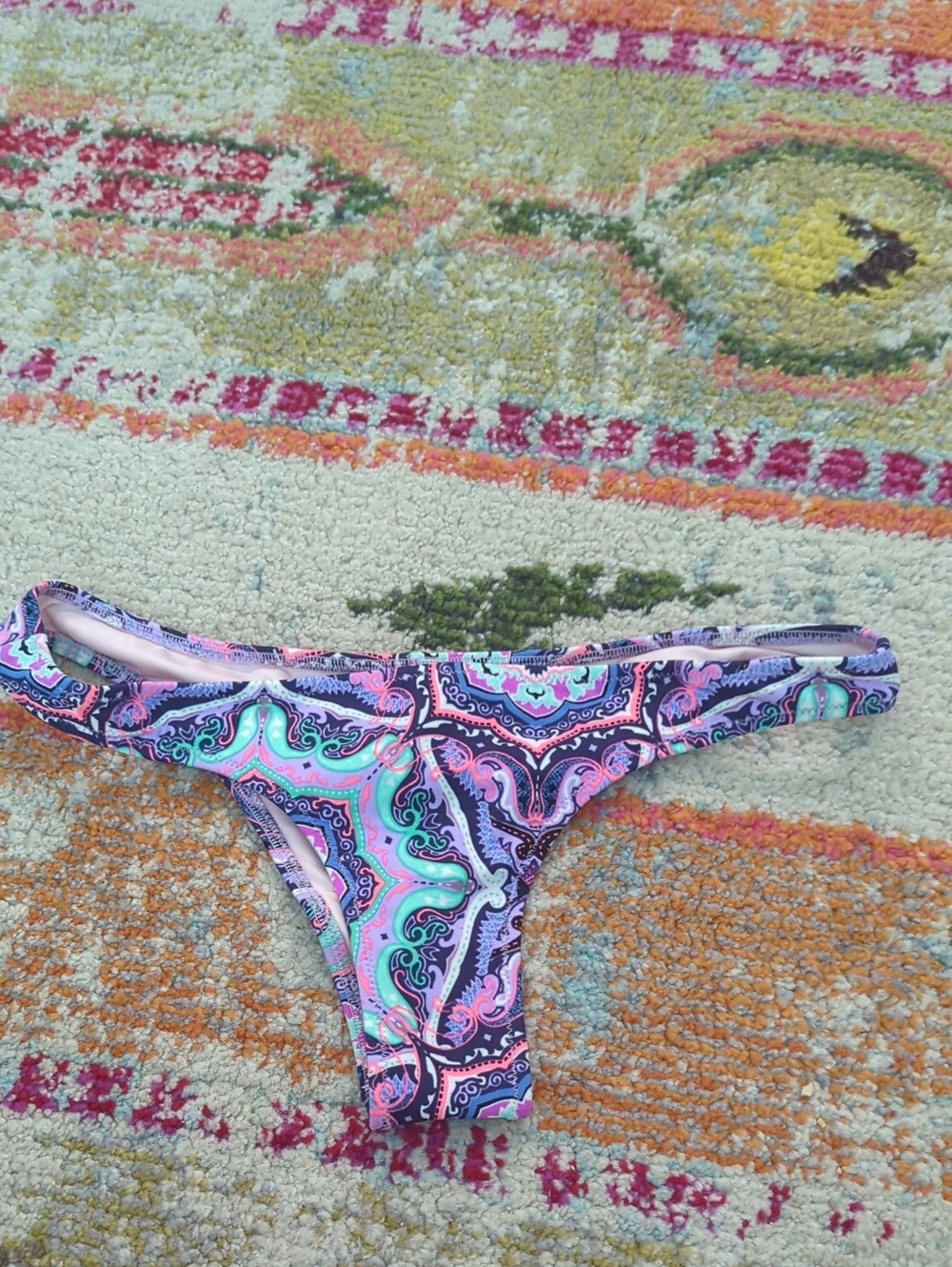 Victoria's Secret Paisley Bikini Bottoms in Purple, Teal & Pink